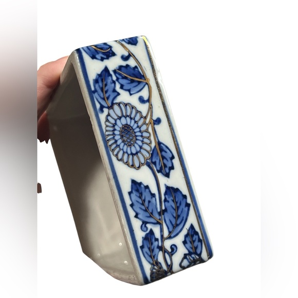 Vintage Porcelain Oriental Floral Trinket Box gold accents Lidded Box numbered - Picture 12 of 15